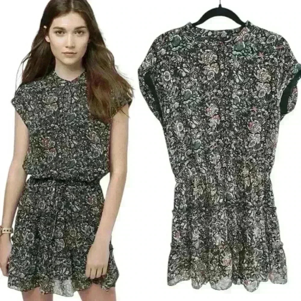 Revolve Rebecca Minkoff‎ Ollie Floral Ruffle Dress Black Multi
